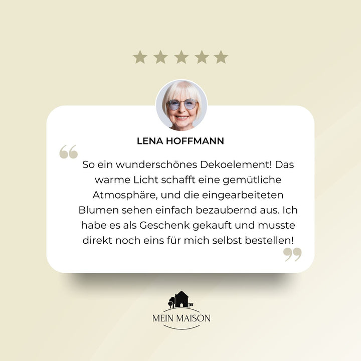 Einzigartiger LED Harz-Blumenbuchstabe von der Seite, zeigt die Tiefe der eingebetteten Blumen.