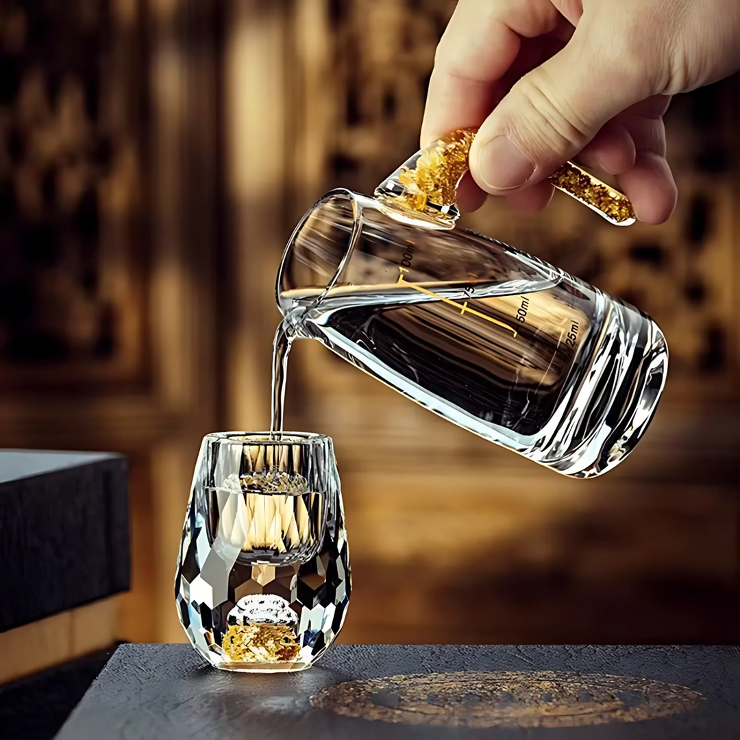 Handgeschliffenes Kristall-Schnapsglas GemChisel, luxuriös und edel, perfekt für Barzubehör.