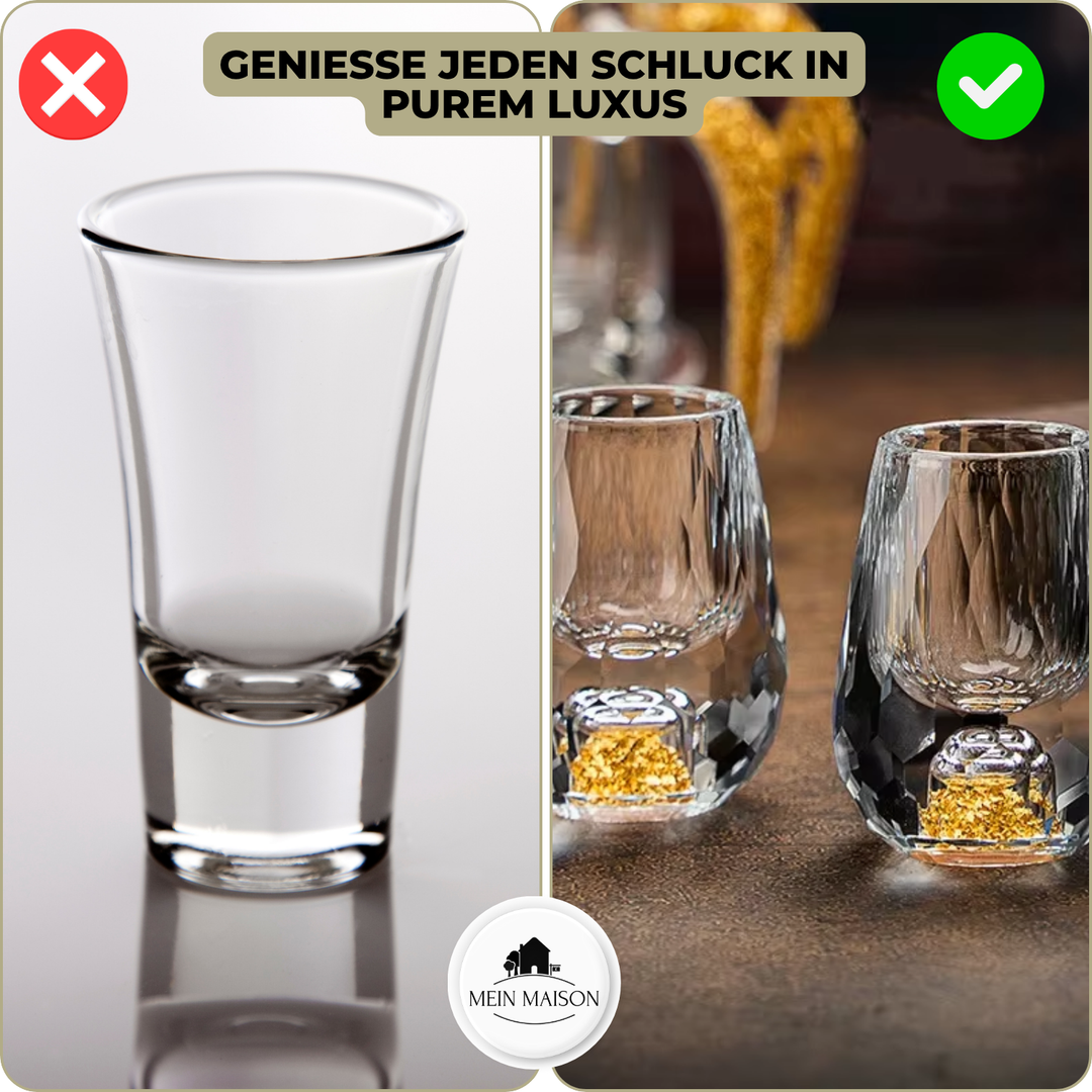 Ansprechendes Kristall-Schnapsglas GemChisel, handgeschliffen, edles Design, ideal als Gläserset.