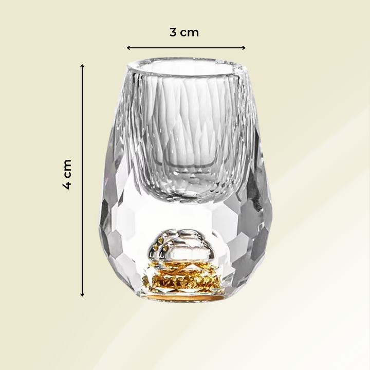 Exklusives handgeschliffenes Kristall-Shotglas GemChisel, luxuriöses Barzubehör, tolle Geschenkidee.