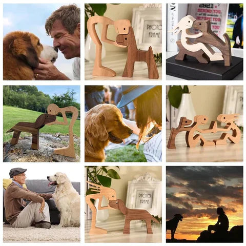 Niedliche Welpen-Hundestatue aus Holz, kunstvoll geschnitzt. Perfektes Geschenk für Hundefreunde & Deko.