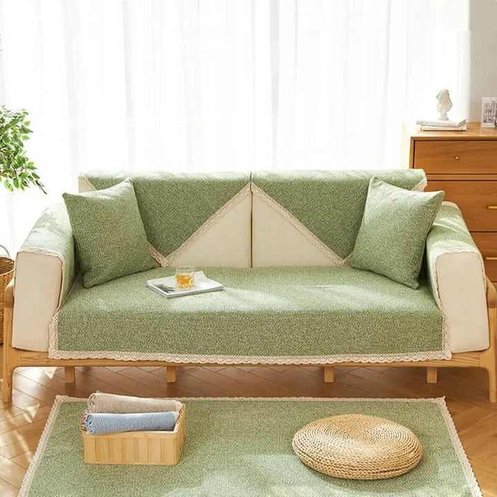 Pflegeleichter Sofaschutz, handgewebt aus Baumwollleinen, rutschfest, perfekt für den täglichen Gebrauch.