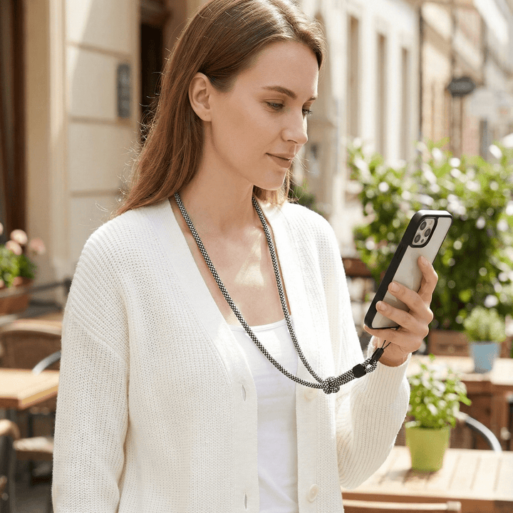 Handgewebtes Handy Lanyard, verstellbar, sichert Smartphone & kleine Lautsprecher vor Verlust. Robust & langlebig.