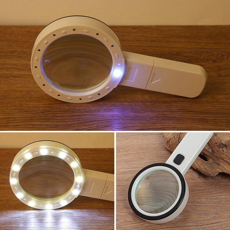 Vielseitige 30X Lupe mit LED-Licht, perfekt für Senioren, Lesehilfe, Hobbys & Detailarbeit.