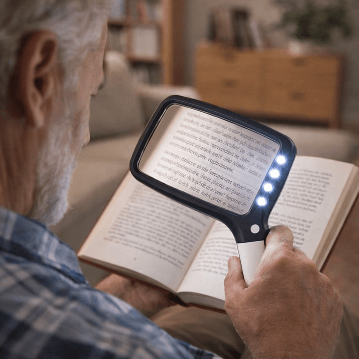 Handlupe mit heller LED-Beleuchtung und 3-facher Vergrößerung zum komfortablen Lesen und für präzise Hobbys.
