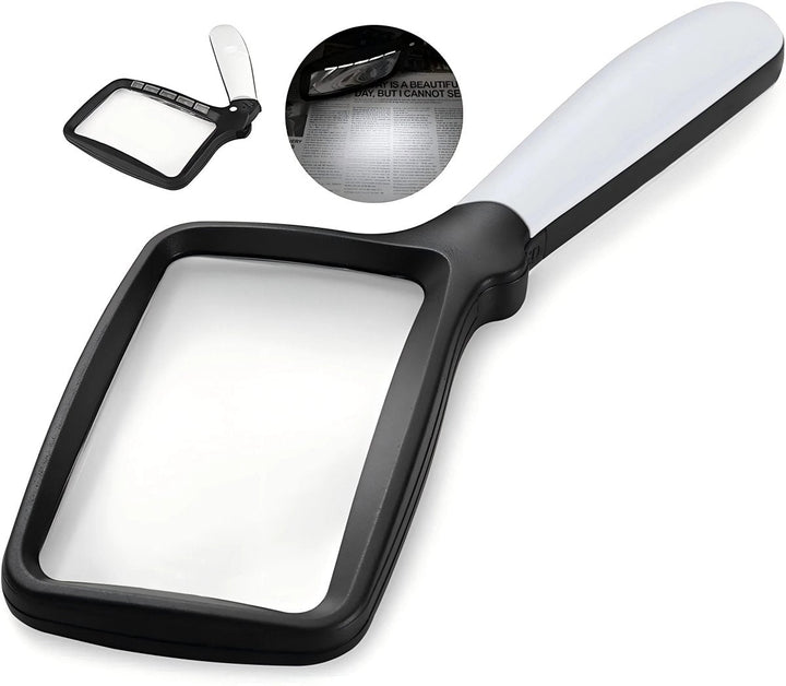 Ergonomische LED-Handlupe für Senioren, ideal zum Lesen kleiner Schrift, Betrachten von Details und Basteln.
