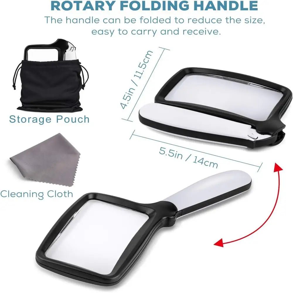 Vielseitige Handlupe mit LED-Beleuchtung; 3x Vergrößerung perfekt für Optik, Hobbys, Lesen und feine Details.