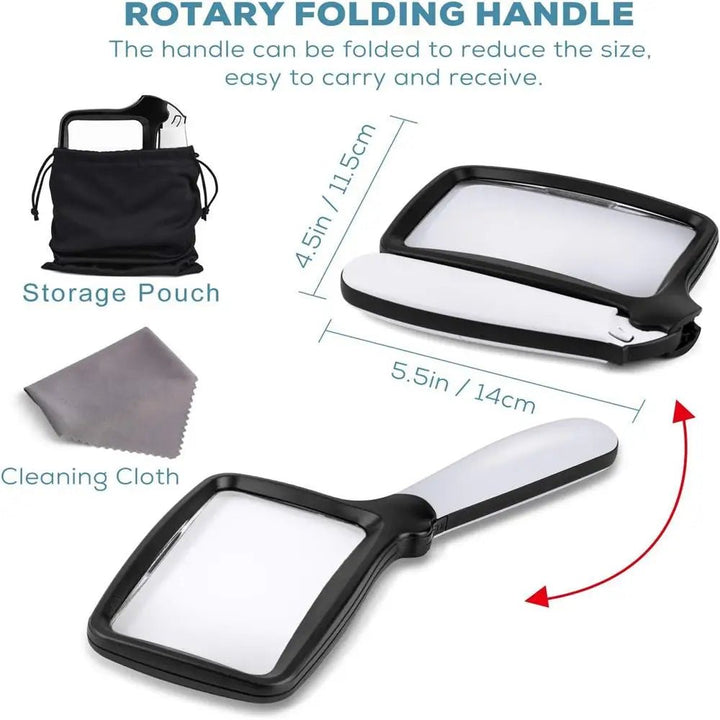 Vielseitige Handlupe mit LED-Beleuchtung; 3x Vergrößerung perfekt für Optik, Hobbys, Lesen und feine Details.