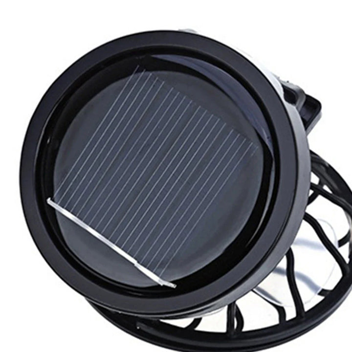 Leiser Solar-Lüfter mit Klemmfunktion, ideal für unterwegs und Outdoor-Abenteuer; umweltfreundliche Kühlung.