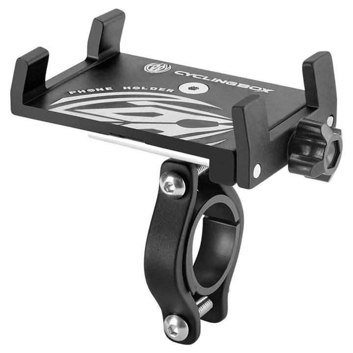 Stoßfeste Handy Lenkerhalterung aus Aluminium für Navigation auf Fahrrad, Motorrad, E-Scooter. 360° drehbar.