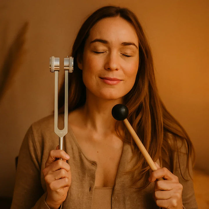 Detail des HarmoniStick 128 Klanginstruments. Die 128Hz Frequenz unterstützt Entspannung, Balance & Wohlbefinden.
