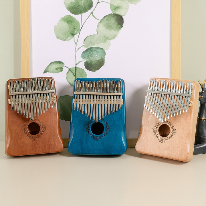 HarmonyThumb Mahagoni Kalimba mit 17 Tasten; ideal für Anfänger & Entspannung; tragbares Daumenklavier.