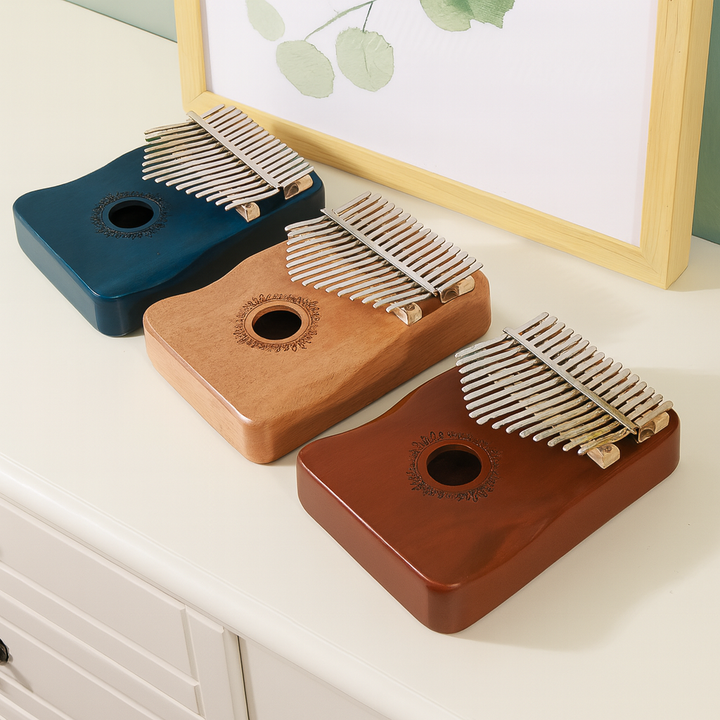 Tragbares Mahagoni Daumenklavier; HarmonyThumb Kalimba für Stressabbau & Klangtherapie; einfaches Musikinstrument.