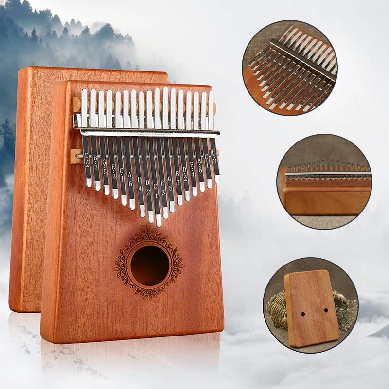 Authentische Mahagoni Kalimba; Daumenklavier für Entspannung und stressfreien Musikgenuss; einfach zu bedienen.
