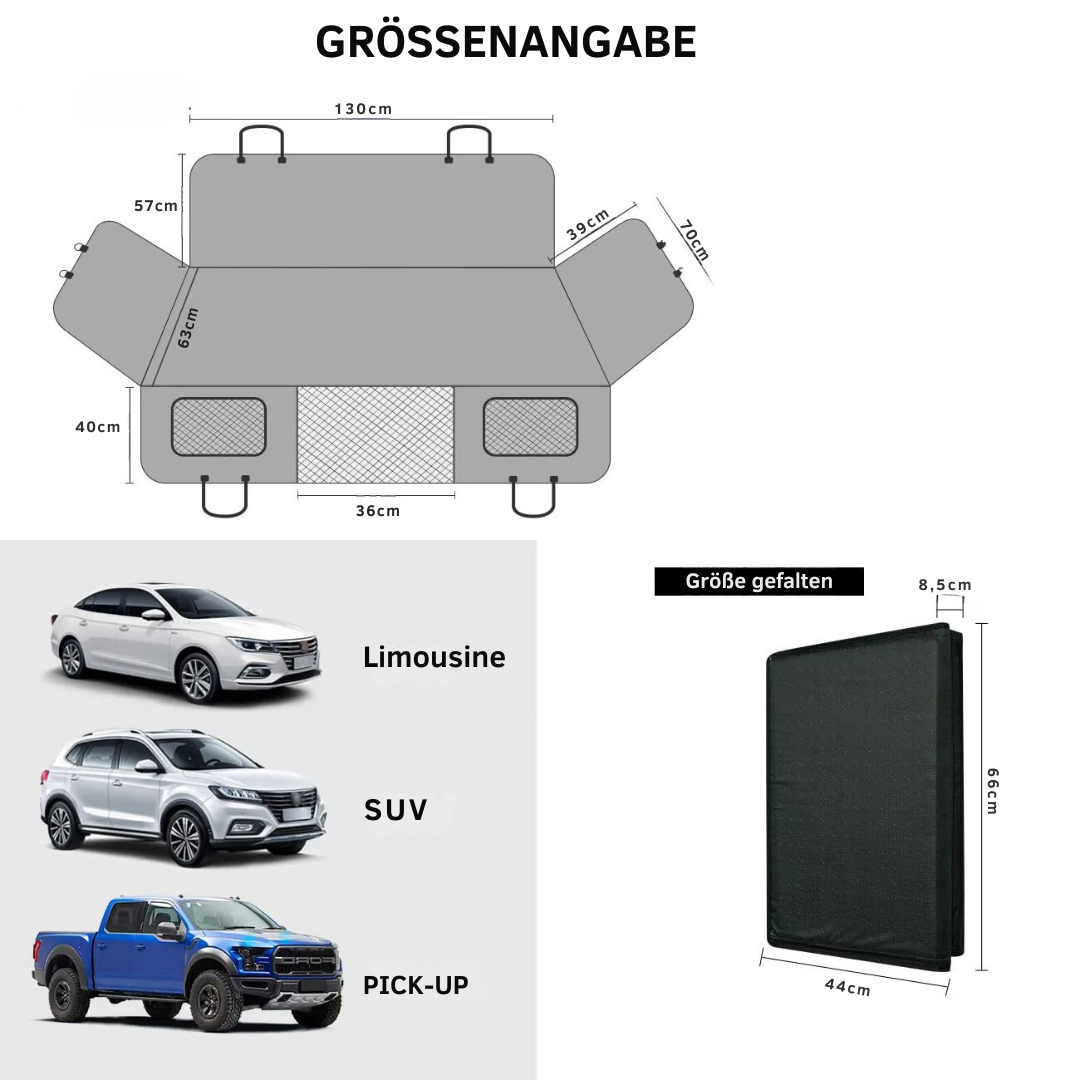 Ultimative Hartboden-Autositzerweiterung für Hunde – mehr Platz, Sicherheit und Tierkomfort auf jeder Fahrt.