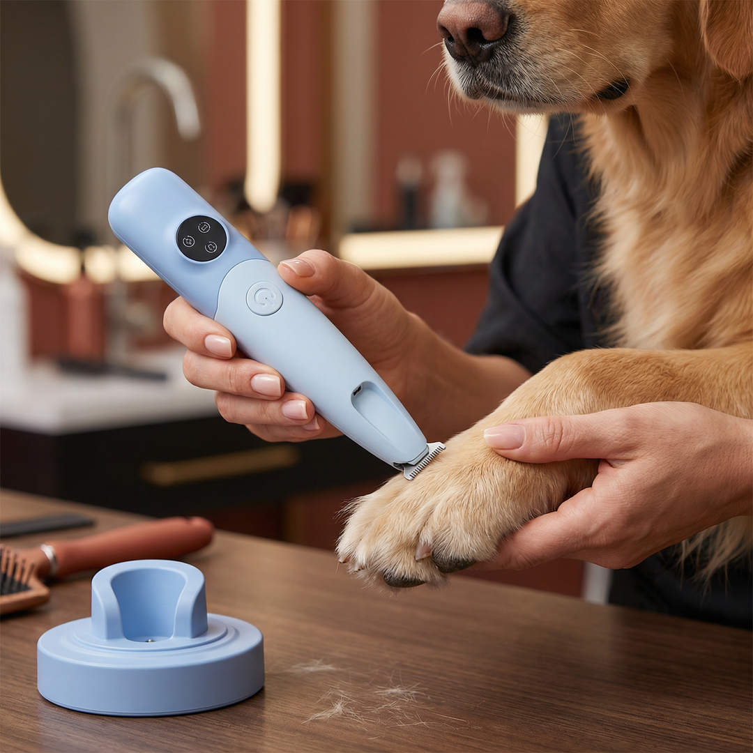 Präziser Pfoten Trimmer für Hunde & Katzen. Kabelloses, leises Design für sichere & sanfte Tierpflege.