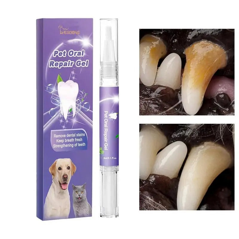 Tierpflege Zahn Gel Stift gegen Plaque & Zahnstein; fördert Mundhygiene bei Hund & Katze für langanhaltend frischen Atem.
