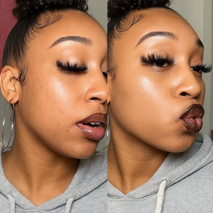 HautGlanz Glow-Ton Balsam auf dem Schminktisch. Feuchtigkeitsspendende Beauty-Foundation.
