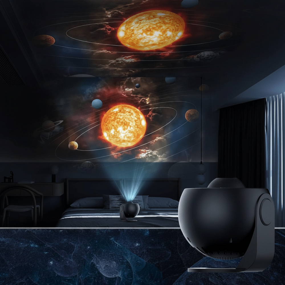 Realistischer Sternenhimmel-Projektor projiziert Galaxien & Sterne für ein entspanntes Kosmos-Erlebnis.