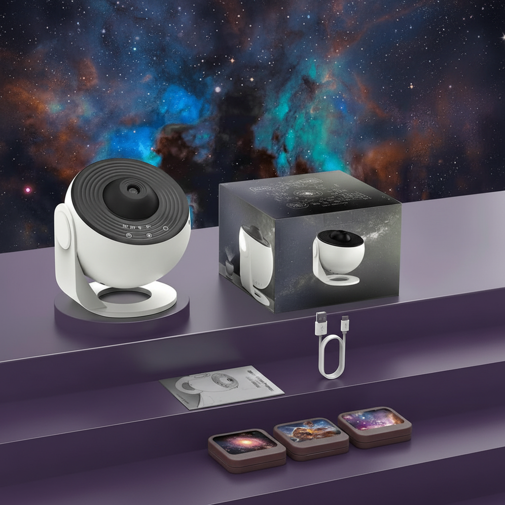 Moderner HD Projektor für Sterne und Galaxien, ideal als Nachtlicht & Raumdeko.