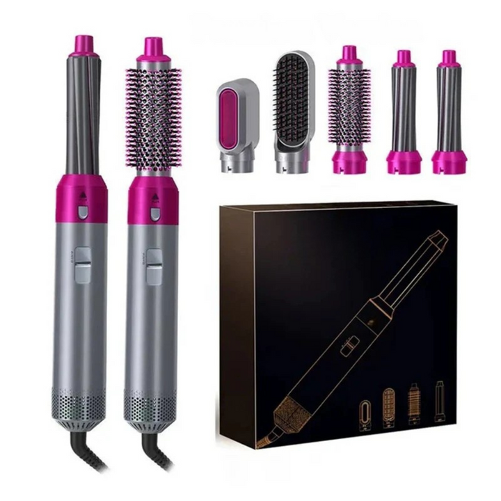 Heißluftbürste 5-in-1 für Multi-Styling: Trocknen, Glätten, Locken & Volumen mit Ionen-Anti-Frizz.