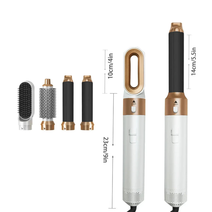Fortschrittliche 5-in-1 Heißluftbürste mit Ionen-Technologie für frizzfreies Haar & professionelles Styling.