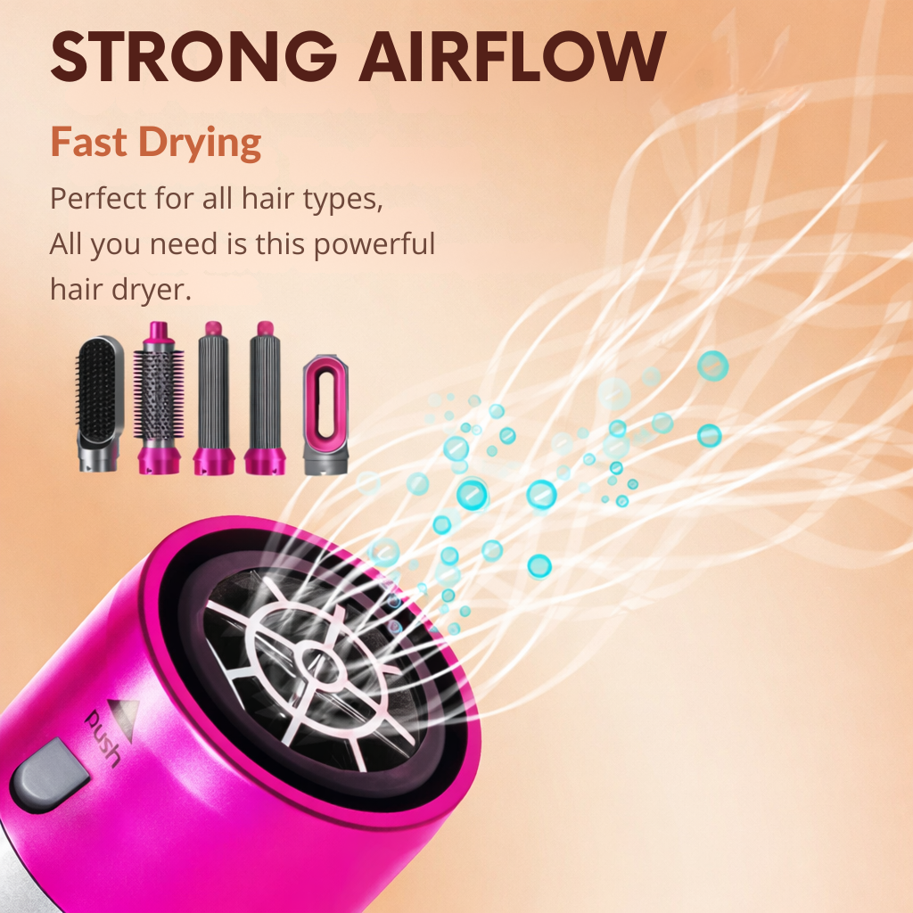 Effiziente Heißluftbürste für schnelles Styling. Erzielen Sie glattes, lockiges oder voluminöses Haar mühelos.