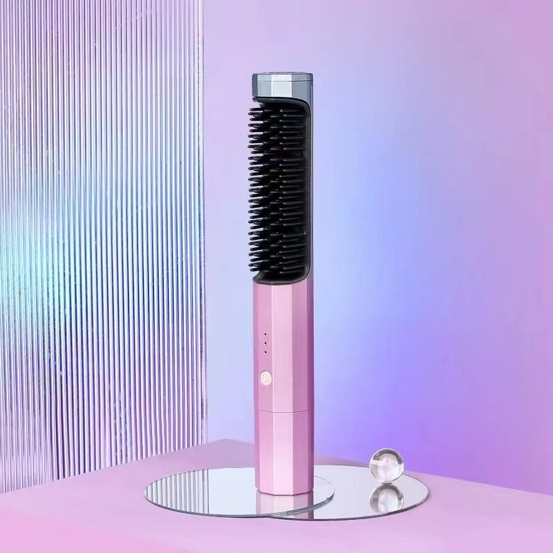 Heizbare Glättbürste für glattes, frizz-freies Haar. Perfekt für schnelles, schonendes Styling und Haarpflege.