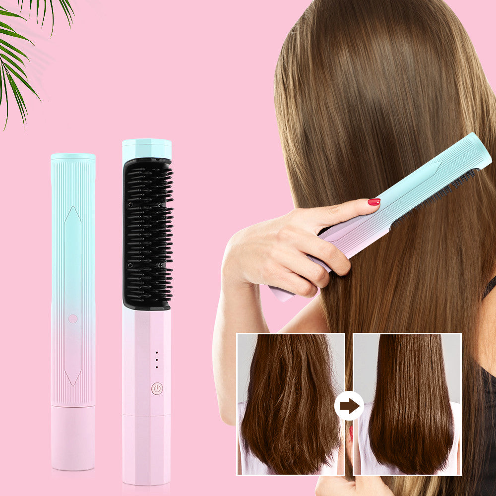 Detailansicht der heizbaren Glättbürste: Keramik-Borsten für effektive Frizz-Kontrolle und Hitzeschutz beim Glätten.