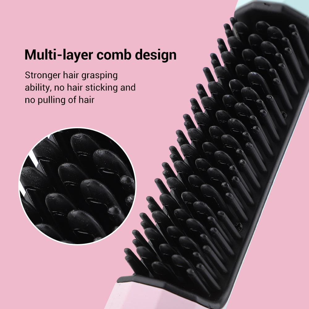 Kabellose, heizbare Glättbürste für maximale Flexibilität. Genießen Sie frizz-freies Haar und schnelles Styling überall.