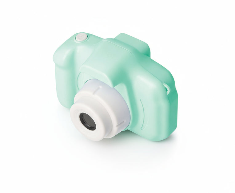 Mintgrüne Digitalkamera für Kinder, ein robuster Spielzeug Fotoapparat, der Kreativität fördert. Tolles Kindergeschenk.