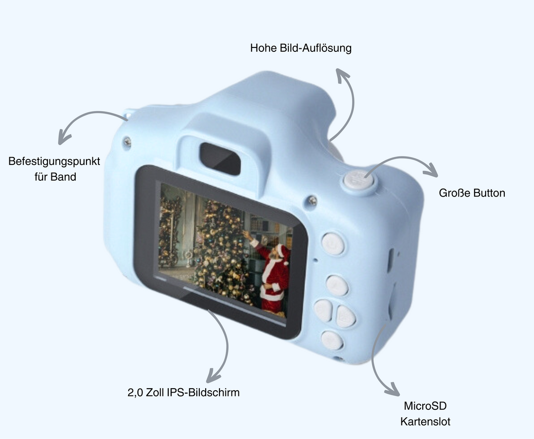 Bunte Kinder Digitalkamera als ideales Geschenk. Fördert Kreativität und lässt Abenteuer junger Fotografen festhalten.
