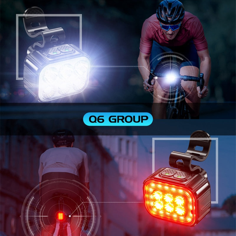 Detailaufnahme der modernen LED-Fahrradlampe. Hochwertiges, wasserdichtes Fahrradlicht für sichere Nachtfahrten.