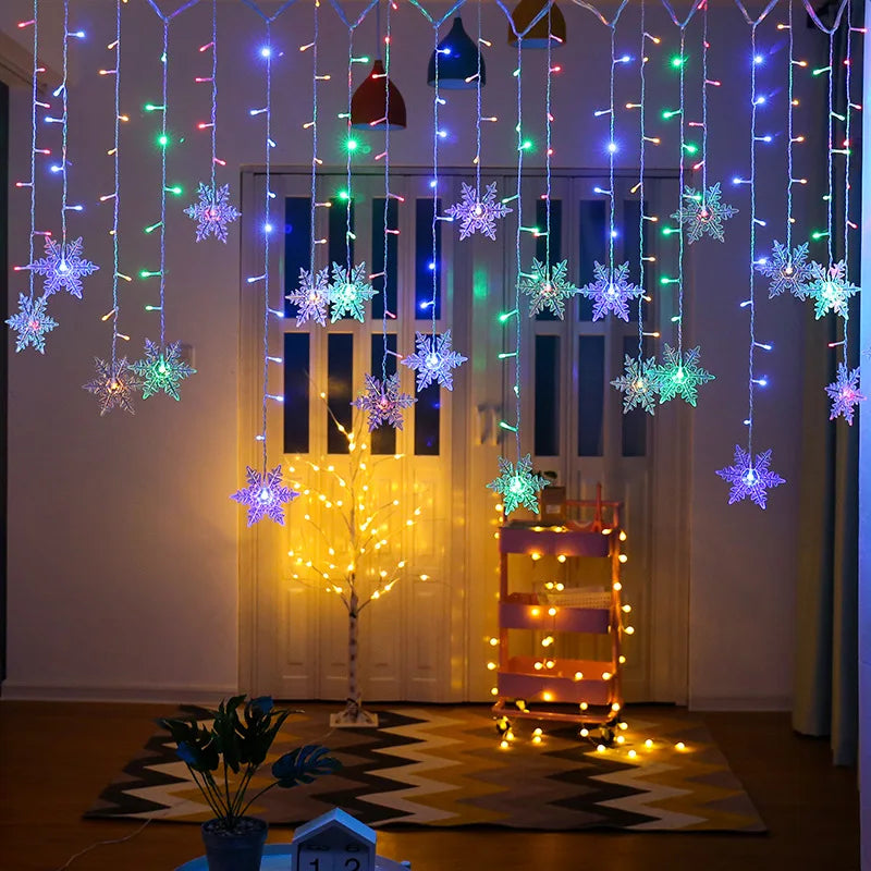 Schneeflocken Lichterkette 3,2m mit LEDs, schafft gemütliche Weihnachtsstimmung drinnen & draußen.