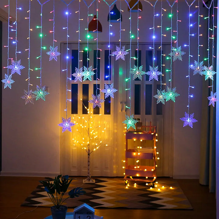 Schneeflocken Lichterkette 3,2m mit LEDs, schafft gemütliche Weihnachtsstimmung drinnen & draußen.