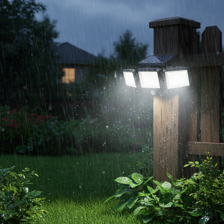 Helle Solar-LED-Außenleuchte für Gartenwege, energiesparend und wasserdicht, ideal für sichere Beleuchtung.