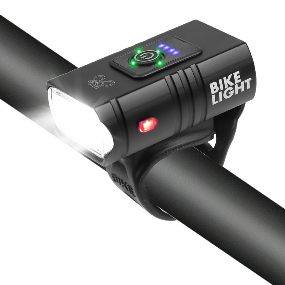 Helles USB-wiederaufladbares Fahrrad Frontlicht. Wasserdichtes LED-Fahrradlicht für sichere Nachtfahrten.