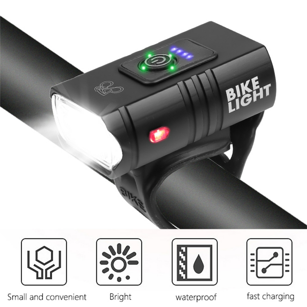 Robustes, wasserdichtes Fahrrad Frontlicht mit heller LED für MTB und Rennrad. USB-aufladbar.