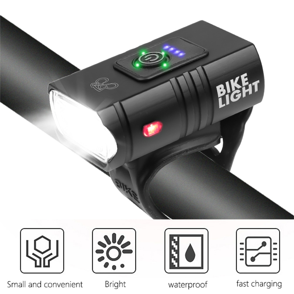 Robustes, wasserdichtes Fahrrad Frontlicht mit heller LED für MTB und Rennrad. USB-aufladbar.