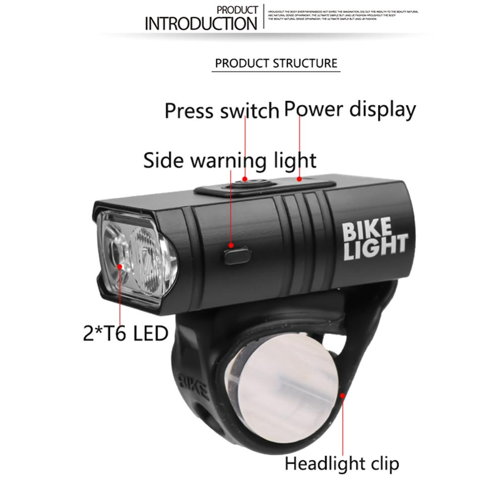 Fahrrad Frontlicht montiert am Lenker. Helles, wasserdichtes LED-Licht für sichere Fahrten bei Nacht.