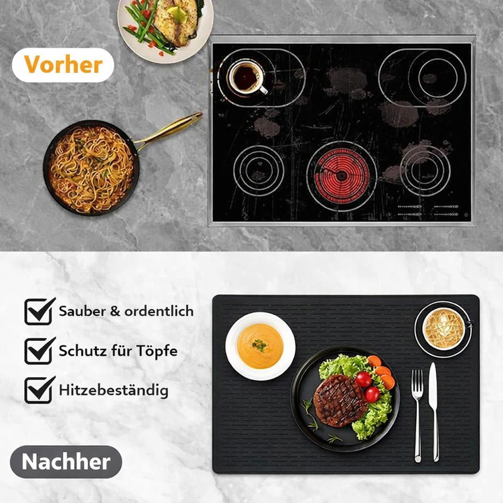 ThermaGuard Kochfeldschutzmatte: Hitzebeständige Silikonabdeckung für Kratz- & Spritzschutz des Herdes.