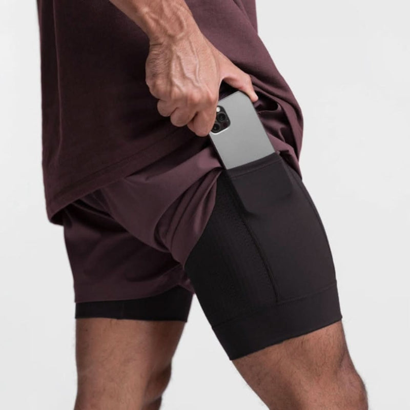Leichte Herren Workout Shorts, 2-in-1 Design. Atmungsaktive Laufshorts für Training und Outdoor-Aktivitäten.