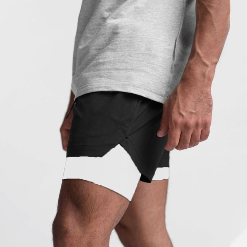 Performance Herren Trainingsshorts 2-in-1, atmungsaktive kurze Hosen für Fitness, Laufen und Outdoor-Sport.