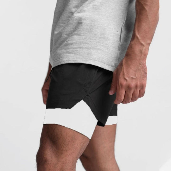 Performance Herren Trainingsshorts 2-in-1, atmungsaktive kurze Hosen für Fitness, Laufen und Outdoor-Sport.