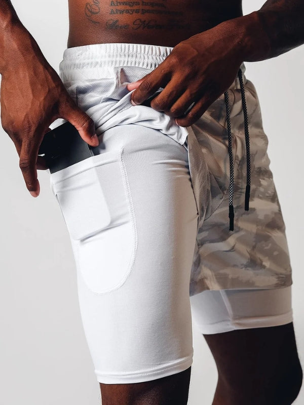 Herren 2-in-1 Sportshorts, schwarz, für Sommer-Training, Laufen & Fitness. Komfortabel & leistungsstark.