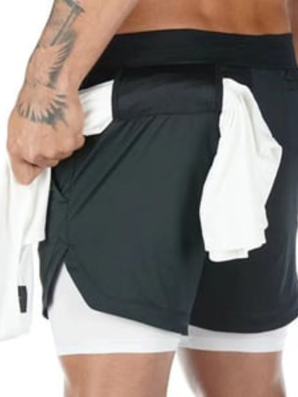 Elastischer Bund der Herren 2-in-1 Sportshorts mit Kordelzug für sicheren & individuellen Halt.