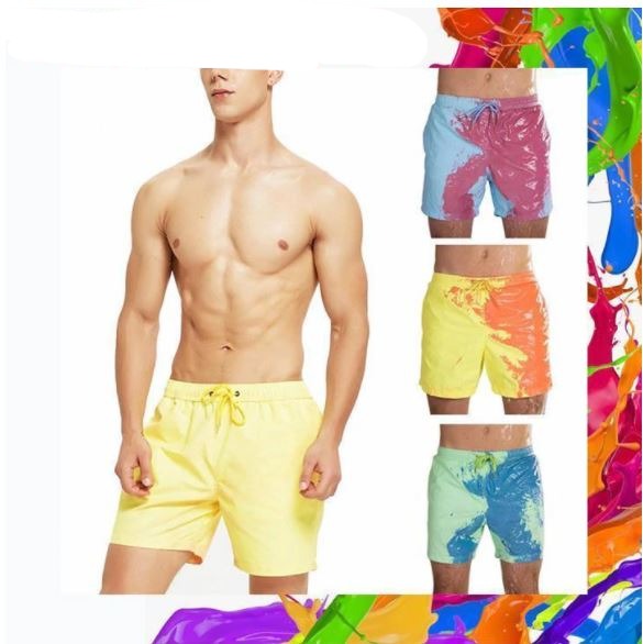 Geschenkidee: Trendige Farbwechsel Badeshorts für Jungen & Herren; einzigartige Wasserhose für den Sommer.