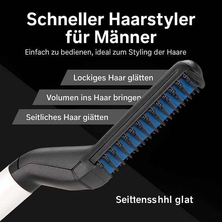 Tragbarer Bartglätter & Haarglätter für Herren, ideal für glattes Styling unterwegs.