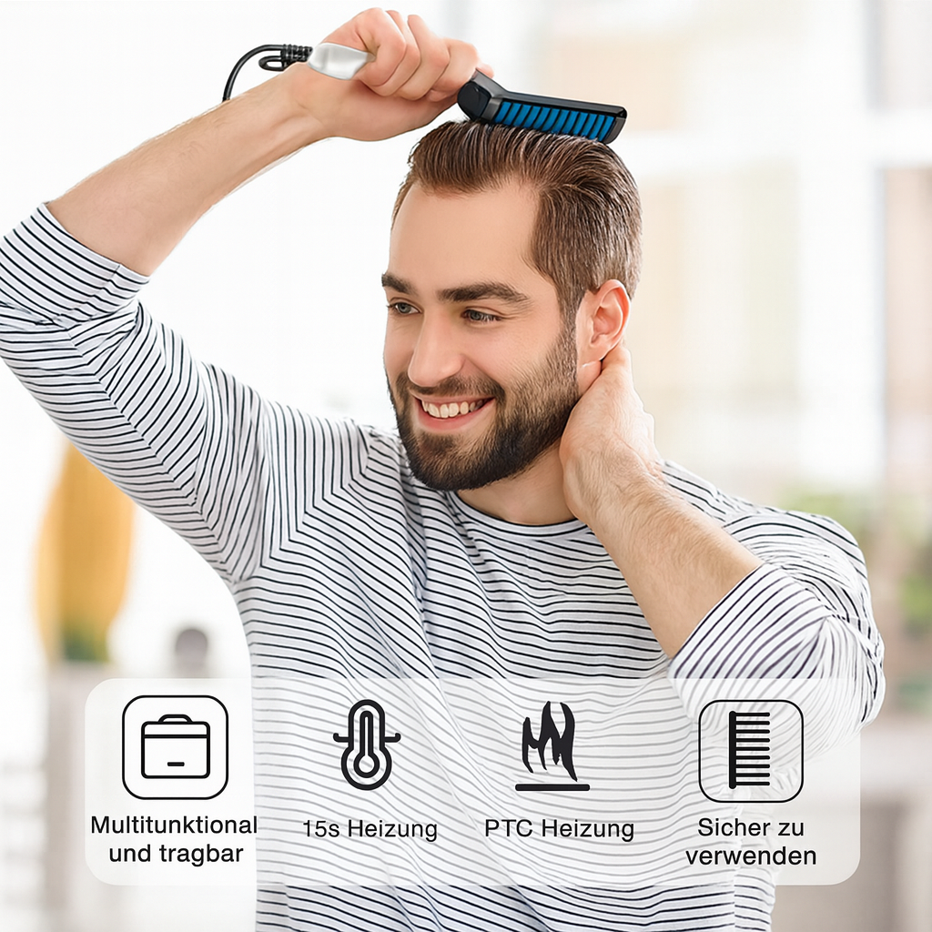 Glattes Styling in Sekunden: Herren Bart- & Haarglätter mit Anti-Frizz Technologie.