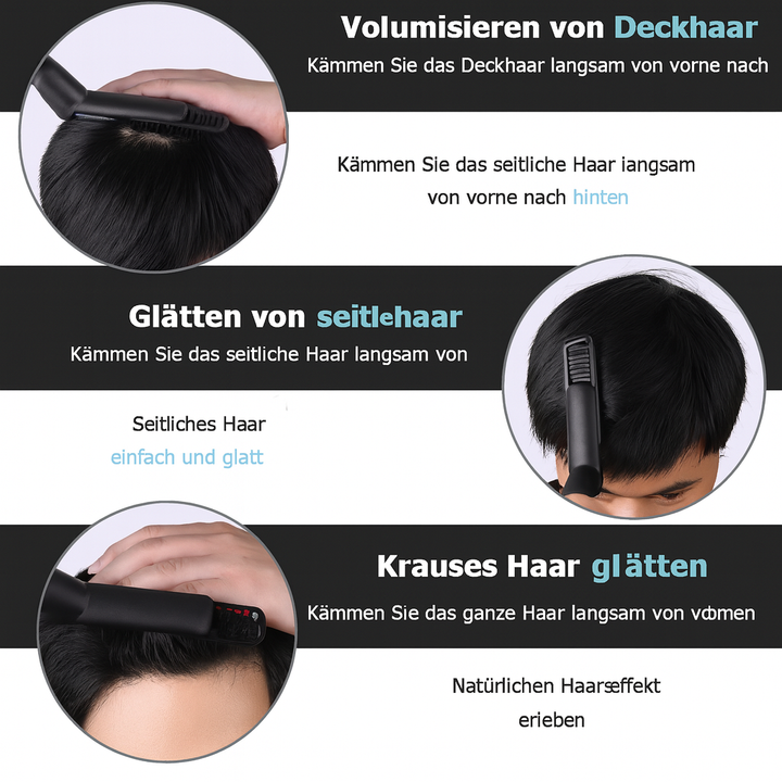 Keramikkamm Bart- & Haarglätter Herren: Schnelles Aufheizen für glattes Männerhaar & Bart.